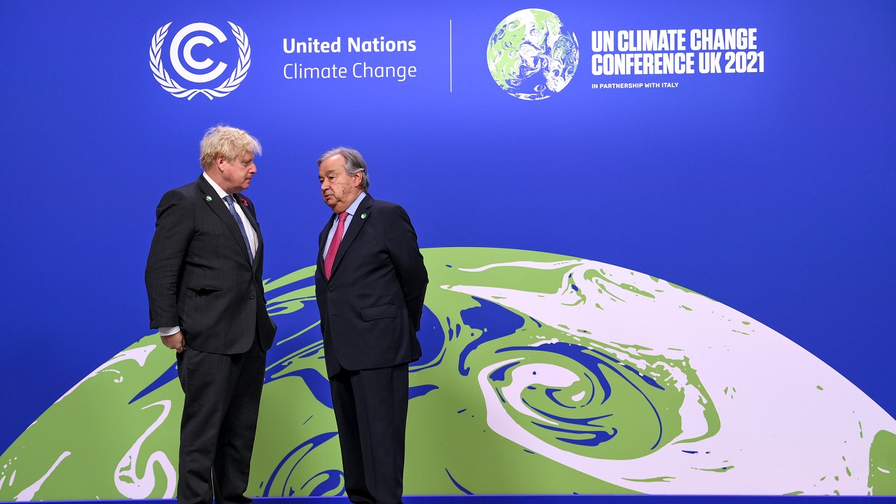 Prime Minister Boris Johnson and António Guterres, Secretary-General of the United Nations at COP26 World Leaders Summit