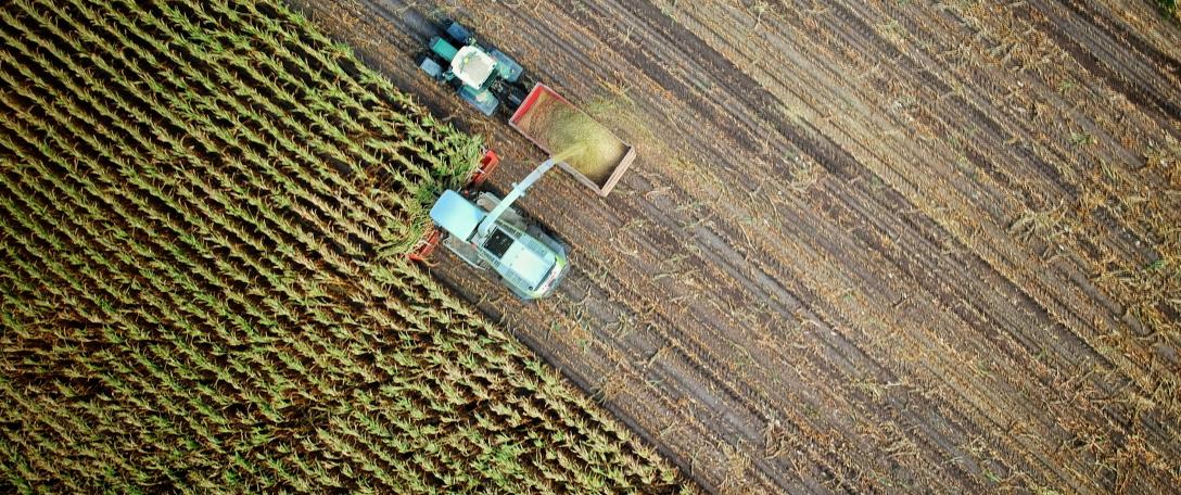 Agricultural machine harvesting. Photo by no one cares on Unsplash