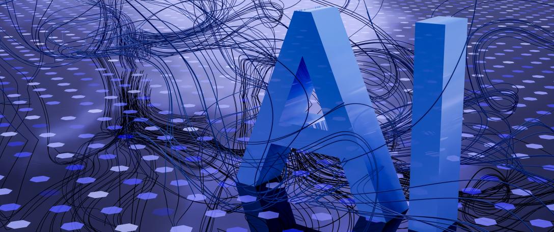 Computer generated image of letters AI. Photo by Steve Johnson on Unsplash