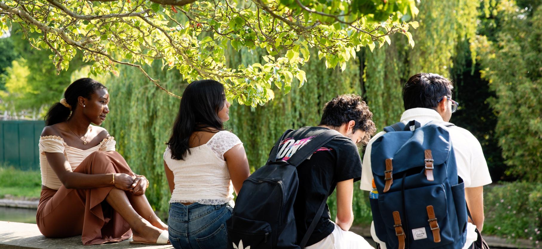 Students at Trinity Hall gardens