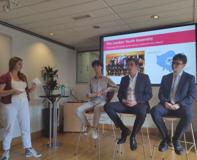 Youth presenting at the Royal Danish Embassy event