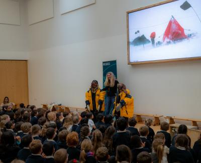Penguins and postcards at University Primary School Earth Day assemblies 